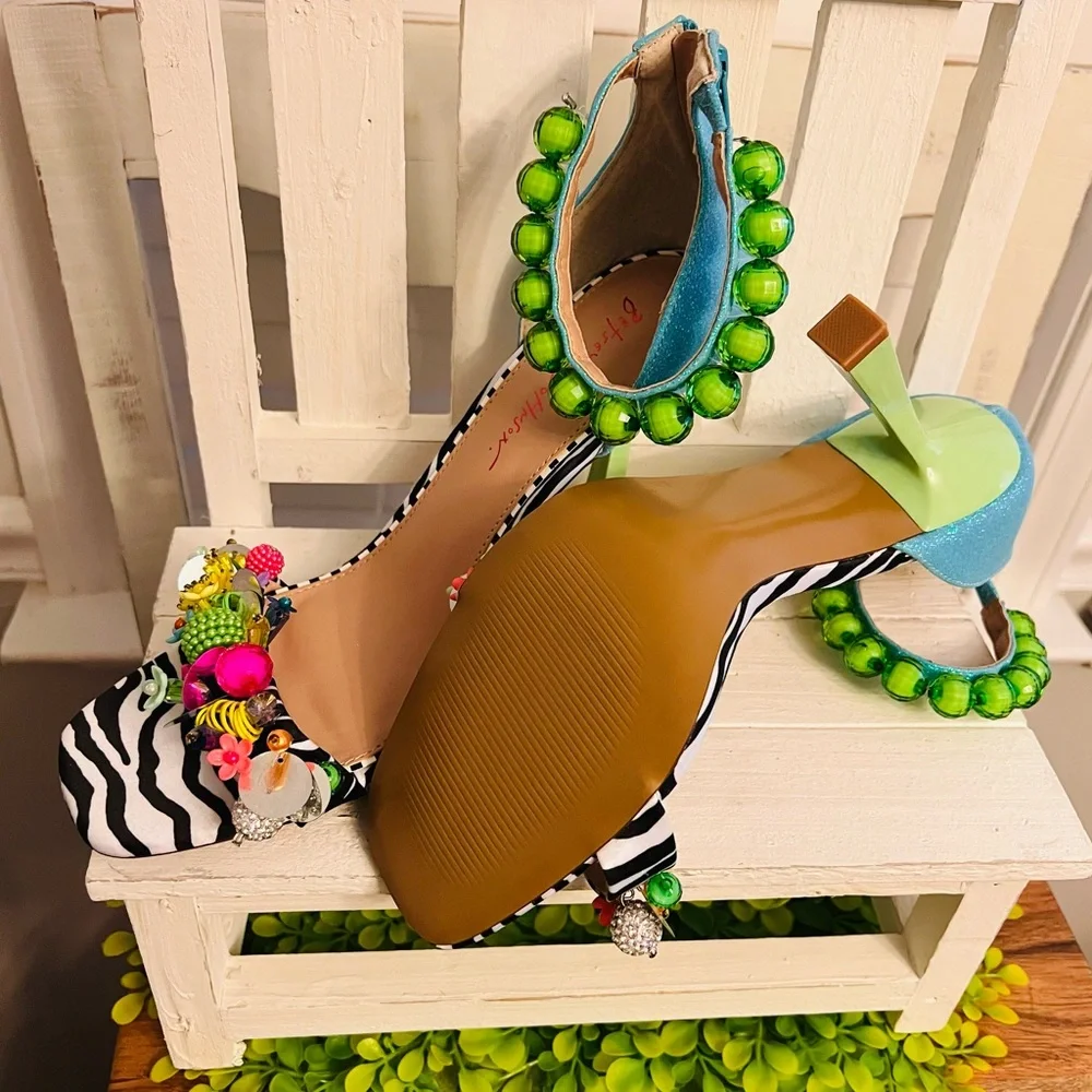 Betsey Johnson Black and White Zebra Heels - Picture 2 of 3
